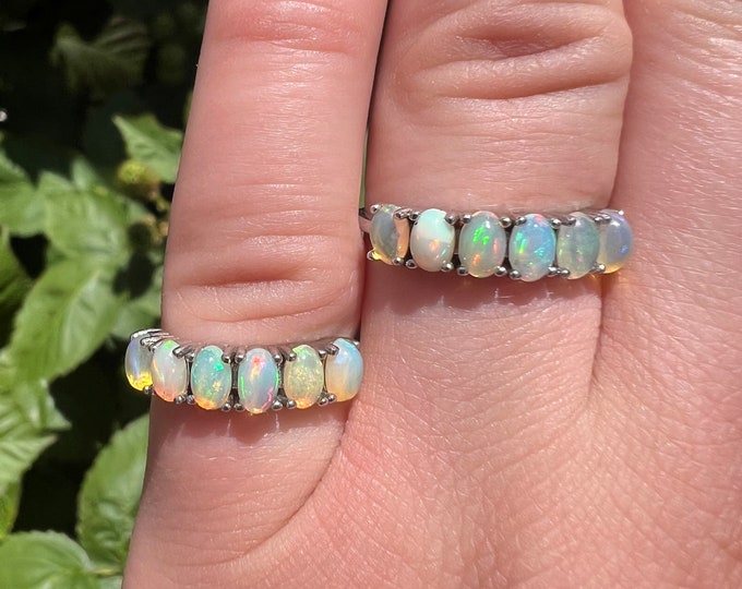 Opal Sterling Silver Adjustable Ring