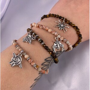 Assorted Charm Faceted Stone Bracelet, Stone Bracelet, Gifts for her, Presents for her, Healing Stone Bracelet, Stackable Bracelets