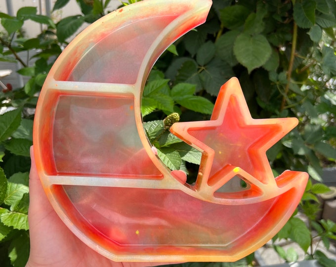 Glow in the Dark Multicolor Resin Moon and Star Shelf