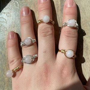 Rose Quartz Wire Wrapped Rings, Rose Quartz, Rose Quartz Ring, Ring, Crystal Ring, Handmade, Handmade Ring,Handmade Jewelry,Crystal,Crystals