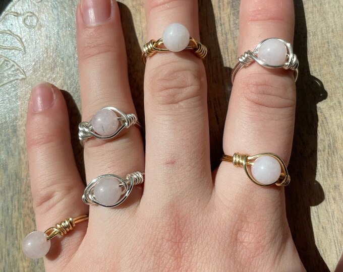 Rose Quartz Wire Wrapped Rings