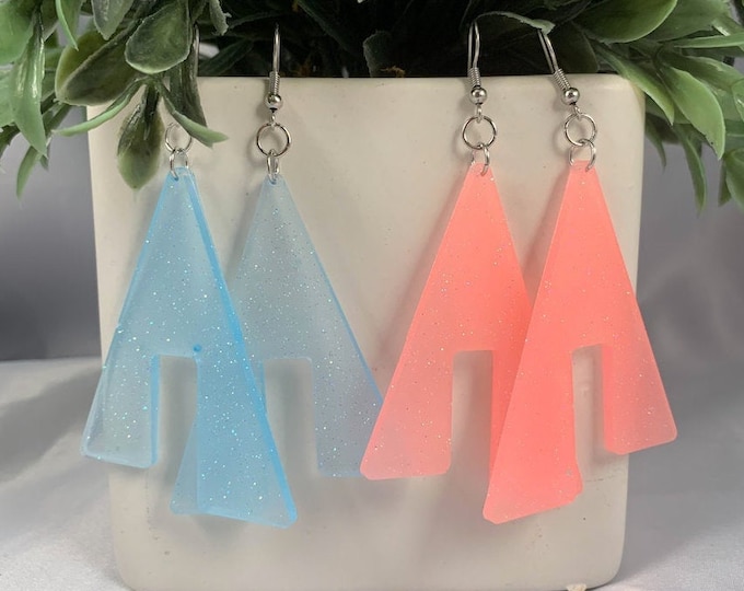 Glow in the Dark Resin Triangle Earrings