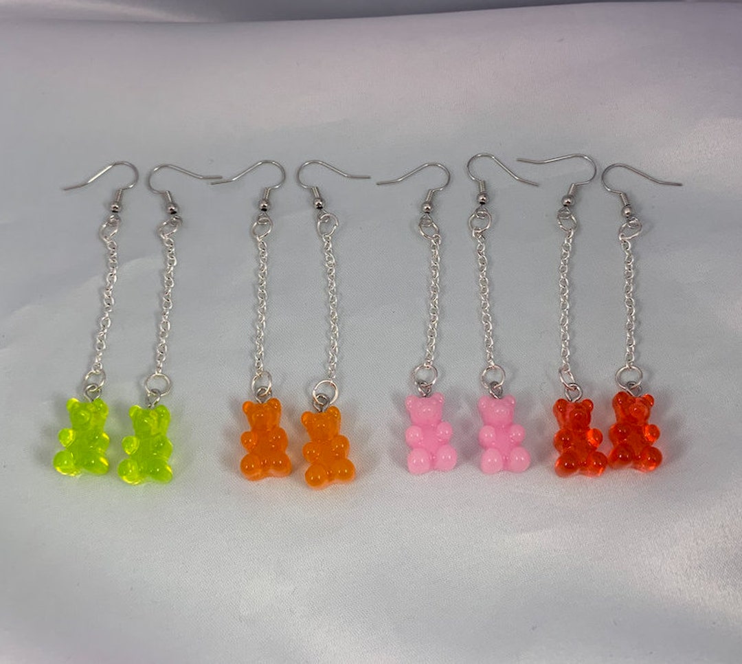 Assorted Gummy Bear Dangle Silver Earrings Gummy Bear Jewelry Silver assorted-gummy-bear-dangle-silver-earrings-gummy-bear-jewelry-silver