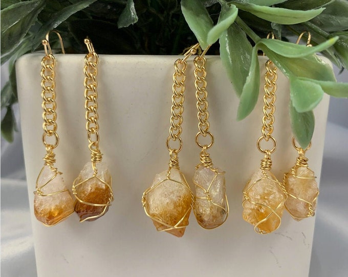 Citrine Gold Dangle Earrings