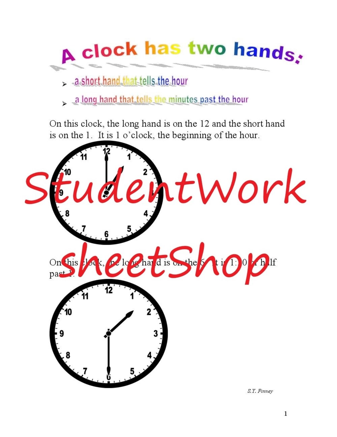 Telling Time Using Analog Clocks Time Clocks Short and Long Etsy