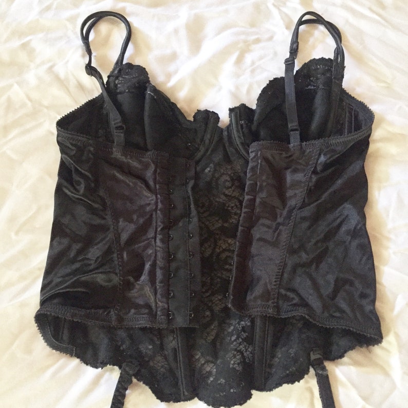 90's Victoria's Secret Black Lace Basque Bustier SZ - Etsy