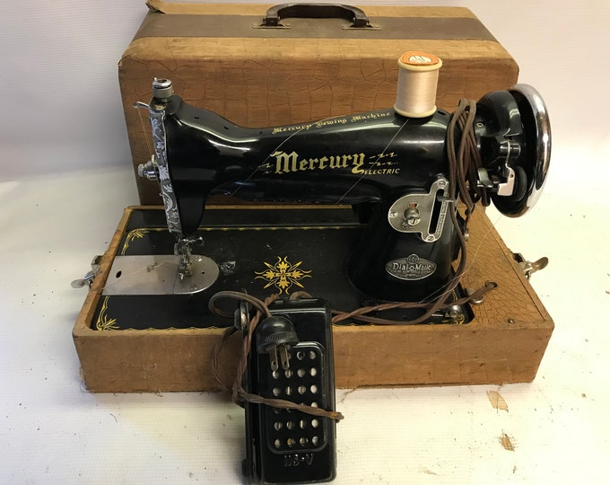 Antique Mercury Portable Electric Sewing Machine W Case Etsy