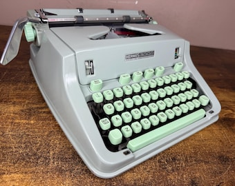 Excellent! Serviced 1966 Hermes 3000 Vintage Portable Typewriter New Platen Pica