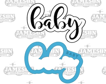 Baby Hand Lettered Cookie Cutter - Fondant Cutter - Clay Cutter