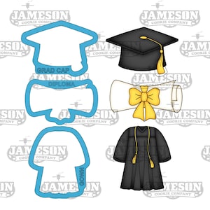 Graduation Cap, Diploma, and Gown Cookie Cutter Set - Grad, Congratulations, Senior, Graduate