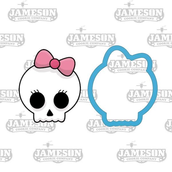 Cute Skull Girl Cookie Cutter - Girly Skull - Halloween