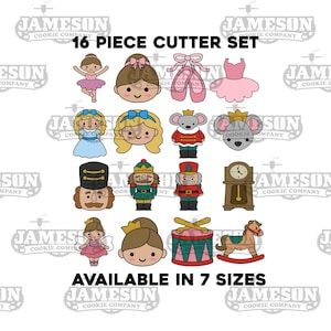 16 Piece Nutcracker Cookie Cutter Set - Ballerina, Slippers, Mouse King, Clara, Fairy, and more!