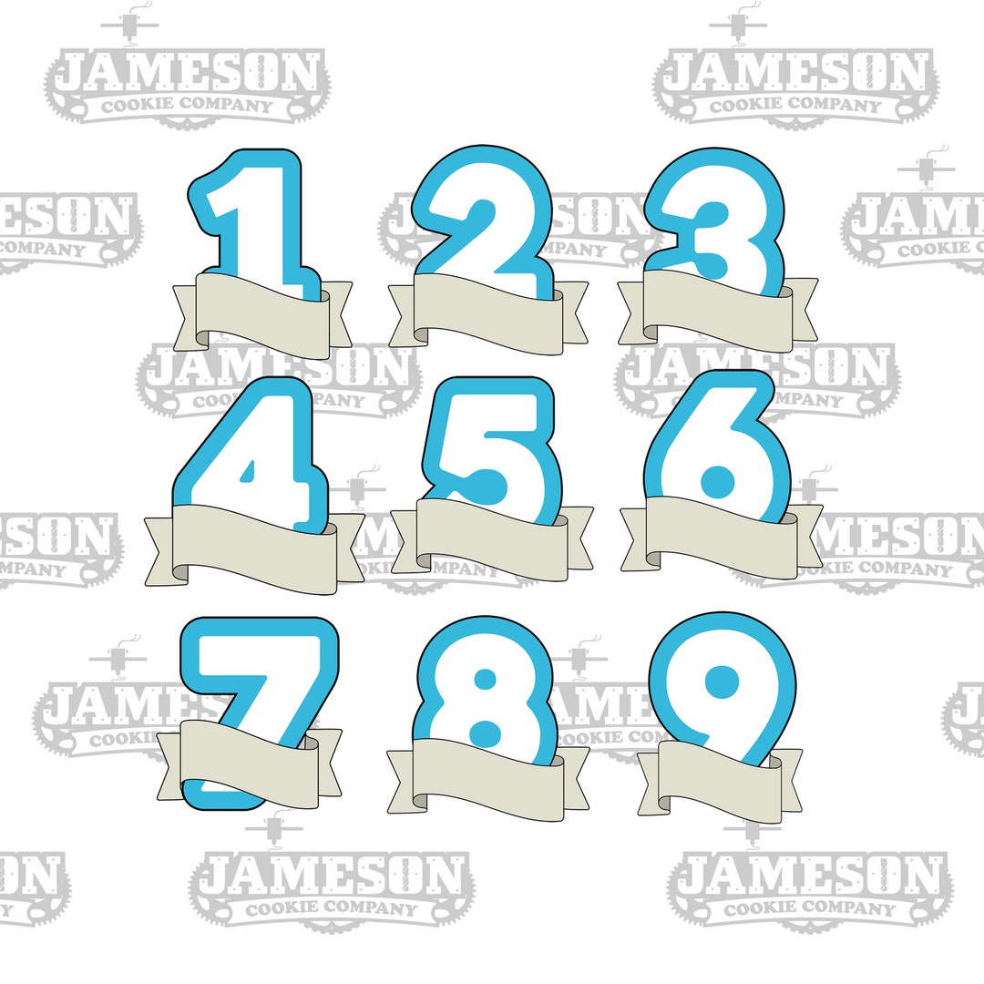 Number Raffle Number 9 Ribbon Number With Ribbon Banner Cookie Cutter Set - Full Set 1-9 of Numbers ...