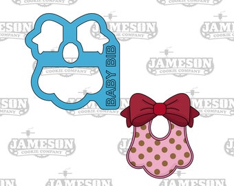 Baby Bib with Bow Cookie Cutter - With Cut Out - Infant Bib