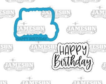 Happy Birthday Plaque #2 Cookie Cutter - Text Outline