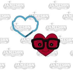 Nerdy Heart Cookie Cutter - Heart With Glasses - Valentine's Day Nerd