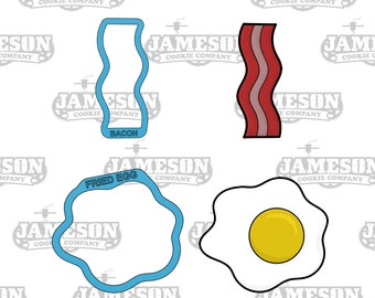 Bacon and Fried Egg Cookie Cutter Set - Breakfast Food