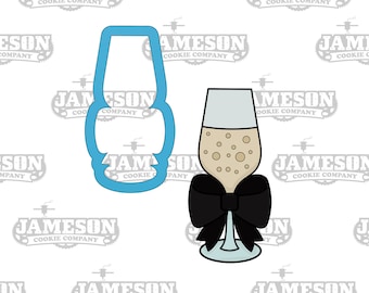 Champagne Glass Bow Cookie Cutter - 2020 New Years Toast Clink Wedding Celebration