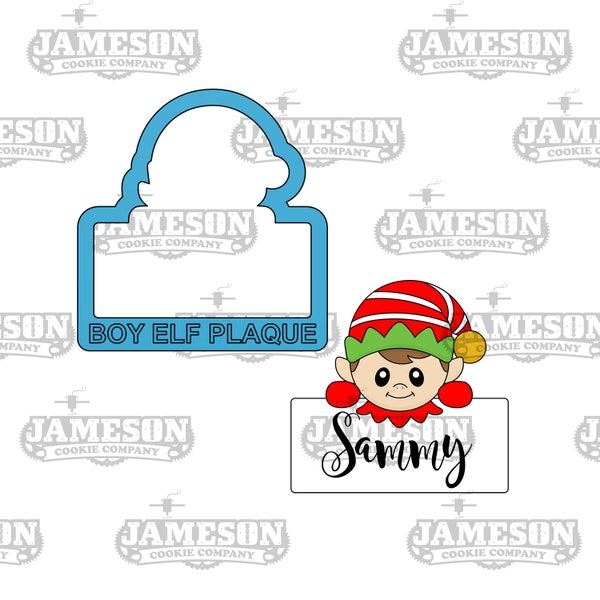 Christmas Boy Elf Plaque Cookie Cutter - Elf Name Plaque Cookie Cutter