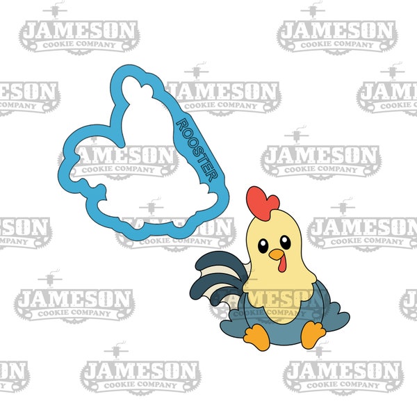 Sitting Rooster Cookie Cutter - Farm Animal Baby Chicken Bird Cookie Cutter