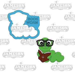 Book Worm Cookie Cutter - Nerdy Bookworm, Teacher Appreciation, Back To School