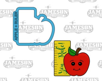 Apple and Ruler Cookie Cutter - Your Rule, Teacher Appreciation, Back To School
