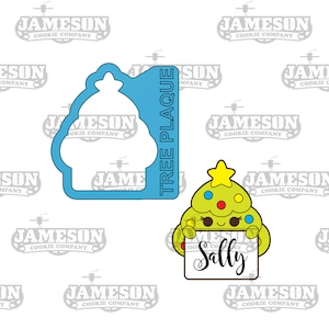 Christmas Tree Holding Plaque Cookie Cutter - Christmas Tree Sign