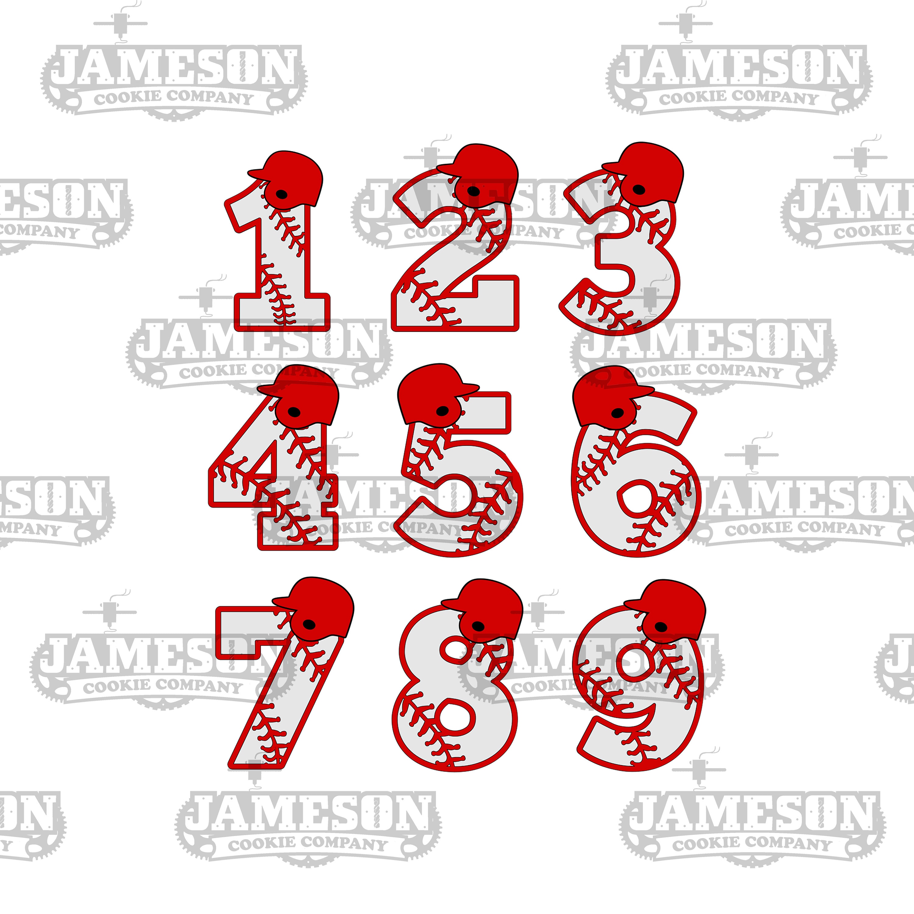 Baseball Number Cookie Cutter Set - Full Set 1-9, Sports Birthday Numbers