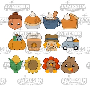 Mini Thanksgiving Cookie Cutter Set - 12 Piece Fall, Halloween Set - Pumpkin, Coffee, Truck, Turkey, and More!