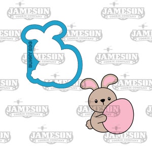 Easter Bunny Holding Egg Cookie Cutter - Easter, Spring Theme