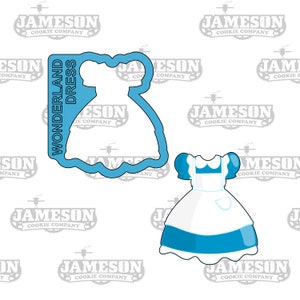 Cortador de galletas con forma de vestido del País de las Maravillas - Tema de fiesta de té