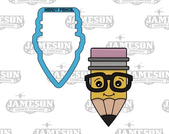 Nerdy School Pencil with Glasses Cookie Cutter - Teacher Appreciation - Back To School