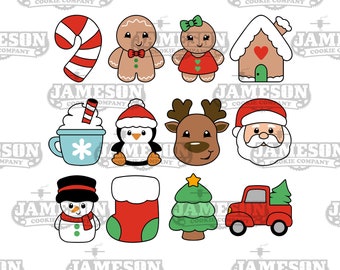 Mini Christmas Cookie Cutter Set - 12 Piece Christmas Holiday Set - Santa, Truck, Snowman, Candy Cane and more!