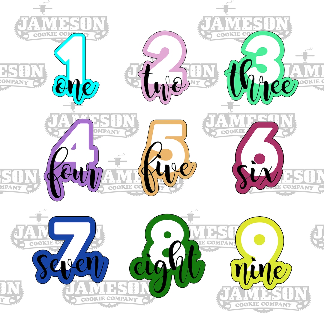 Number Cookie Cutter Set 1 9 Birthday Plaque Script Etsy Canada