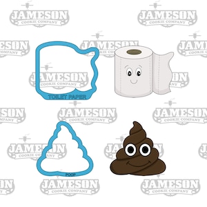Poop Emoji and Toilet Paper Cookie Cutter Set - TP