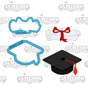 Juego de cortadores de galletas con forma de diploma y birrete de graduación - Ceremonia de graduación de secundaria - 2025