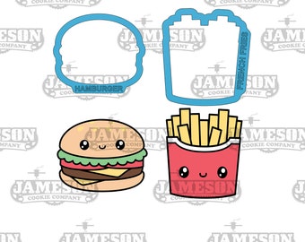 Burger and Fries Cookie Cutter Set - Perfect Pair Version, Go Together Like, Food Cookie Cutters