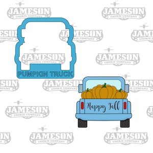 Truck Hauling Pumpkin Cookie Cutter - Fall Truck Rear Cookie Cutter