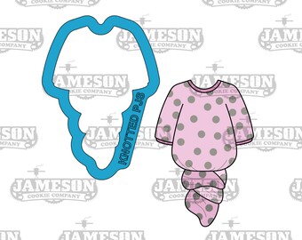 Pijama de bebé anudado n.° 2, cortador de galletas - Baby Shower, decoración infantil, ropa de bebé