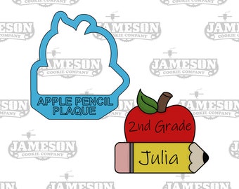 Apple Pencil Plaque Cookie Cutter - Teacher Plaque