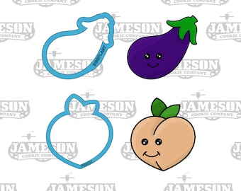Eggplant and Peach Emoji Cookie Cutters