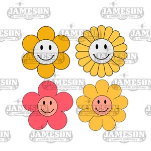 Groovy Flower Cookie Cutter Set - Spring Flower Theme 4 Piece Cutter Set