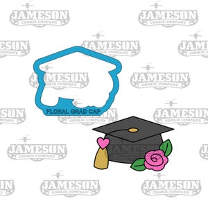 Floral Grad Cap Cookie Cutter - Graduate Degree, Congratulations, Senior