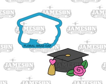 Floral Grad Cap Cookie Cutter - Graduate Degree, Congratulations, Senior
