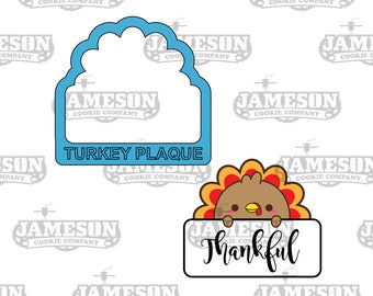Turkey Plaque Cookie Cutter - Fall, Thanksgiving Theme Name Plaque