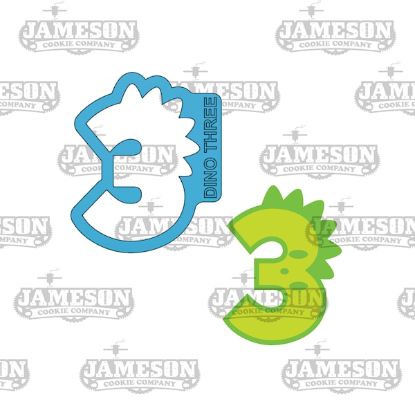 Dinosaur Number 3 (three) Cookie Cutter - Birthday Dino Number Cookie Cutter