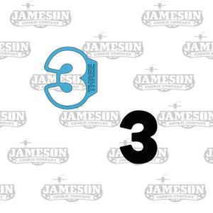 Number 3 (Three) Cookie Cutter Set - Birthday, Plaque