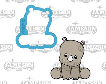 Sitting Rhino Cookie Cutter - Jungle Animal, Safari Zoo Animal, Baby Rhino Cookie Cutter
