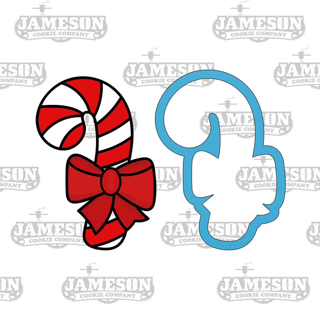 Christmas Candy Cane Cookie Cutter - Candy Cane With Bow - Etsy