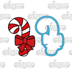 Christmas Candy Cane Cookie Cutter - Candy Cane with Bow